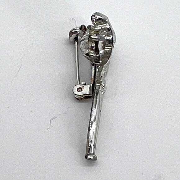 Tobacco Smoking Pipe Silver Tone Brooch Lapel Pin Tie Tack With Rhinestone - Picture 8 of 11